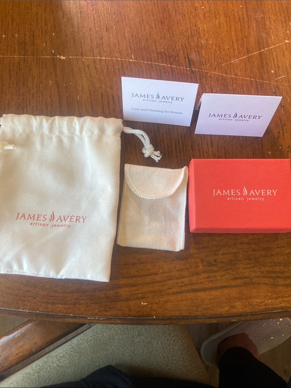 James Avery Red Gift Box with Cream Branded Pouches